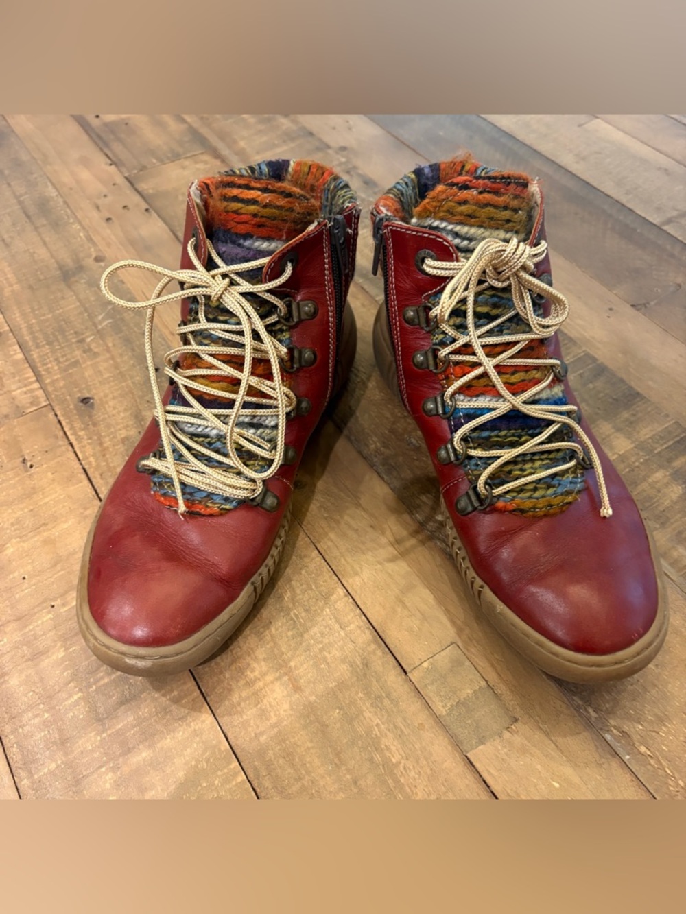 Josef Seibel Women's Red Side Zip Red Leather Maren 06 Boot Size 39 EU 8-8.5 US